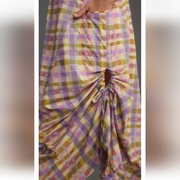 Anthropologie + Daily Practice Coming Up Midi Dress Lilac Plaid XL Boho Coquette - Picture 4 of 8